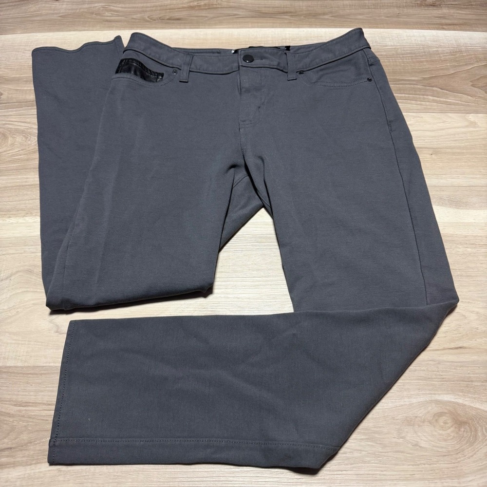Calvin Klein Jeans Ponte Pants‎ Womens 8 Gray Faux Leather Trim Stretch Trousers